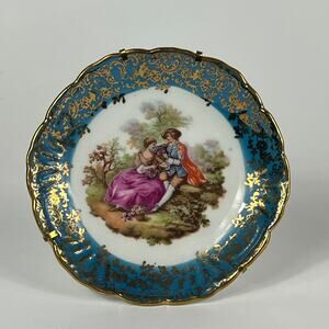 Limoges La Reine Porcelain Small Plate Teal Blue Surround The Proposal Scene